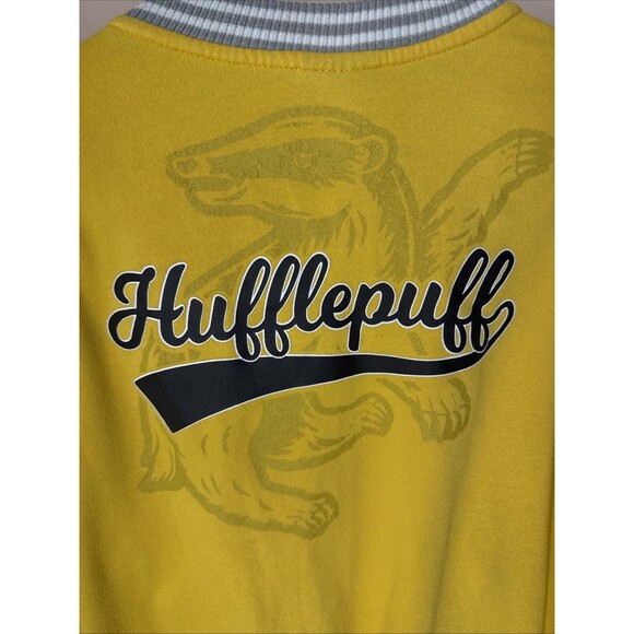 Harry Potter Varsity Jacket Women Medium Hufflepuff Snap Button Lightweight - Picture 5 of 12